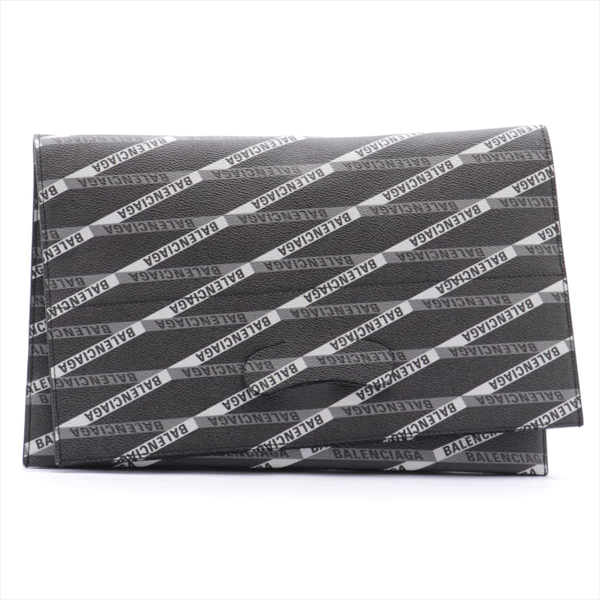 Balenciaga Logo PVC 2 WAY clutch bag Black 544310 with pouch