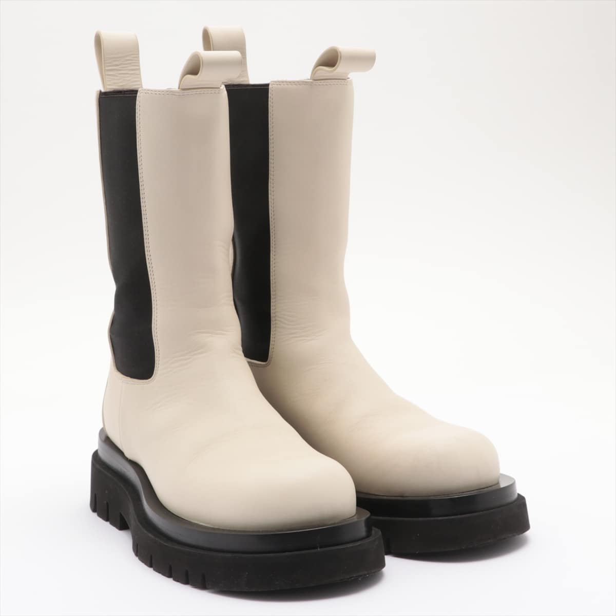 Bottega Veneta Leather Side Gore Boots 37 Ladies' White
