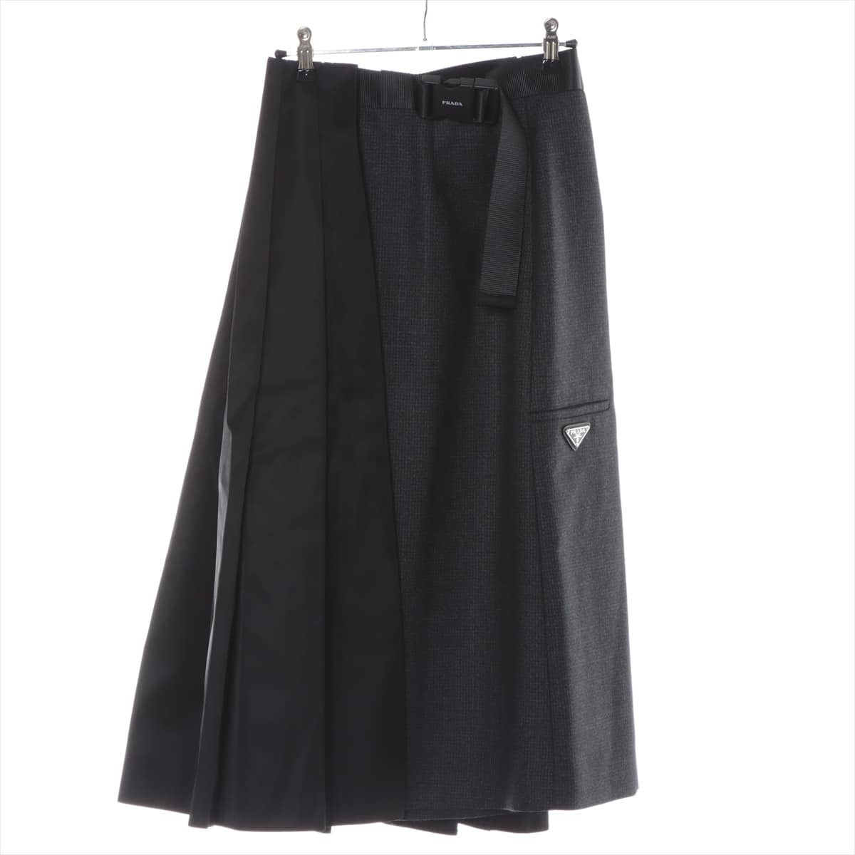 Prada 21 years Wool & nylon Skirt 38 Ladies' Black x Gray  P1998H Re Nylon