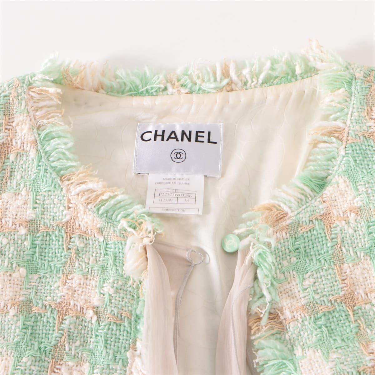 Chanel Coco Mark 04C Tweed Setup 38 Ladies' Green x beige