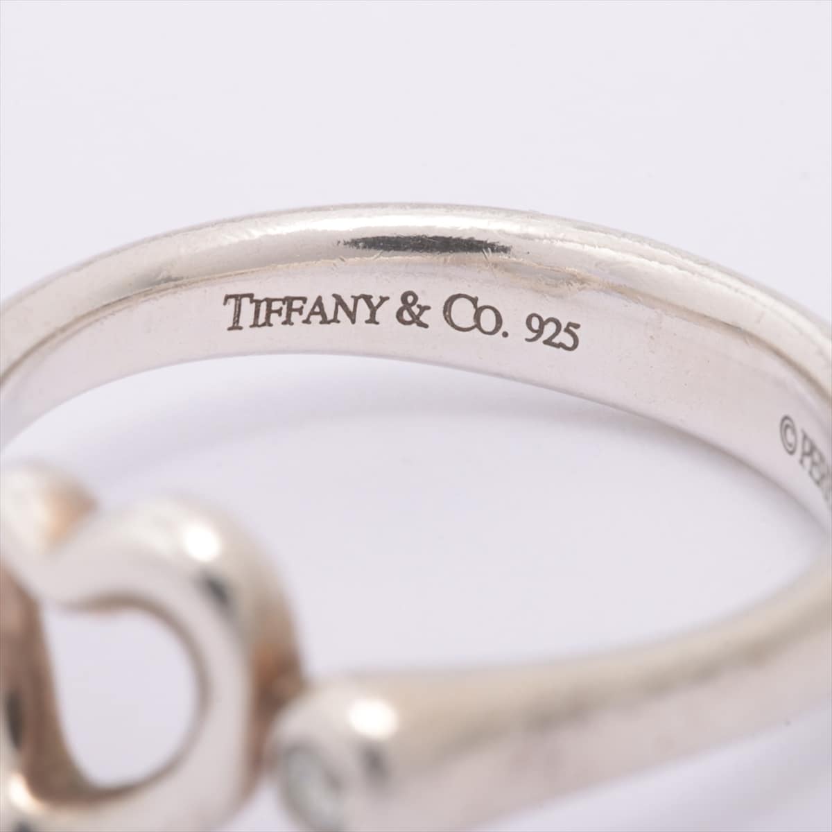 Tiffany Open Heart rings 925 3.4g Silver Diamond 2P