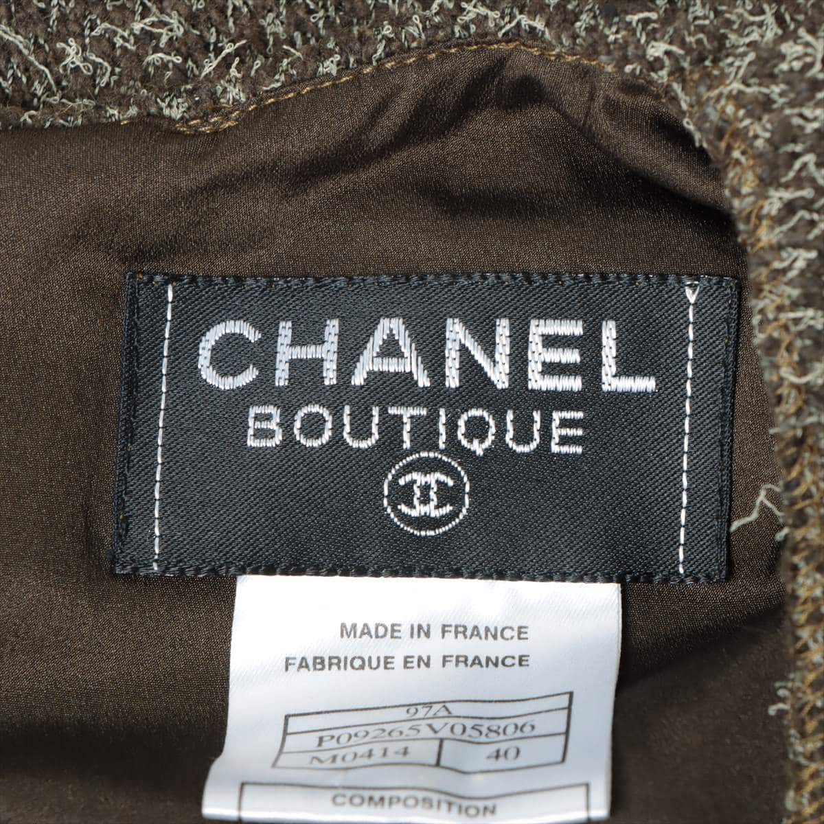 Chanel Coco Button 97A Wool & nylon Dress 40 Ladies' Khaki
