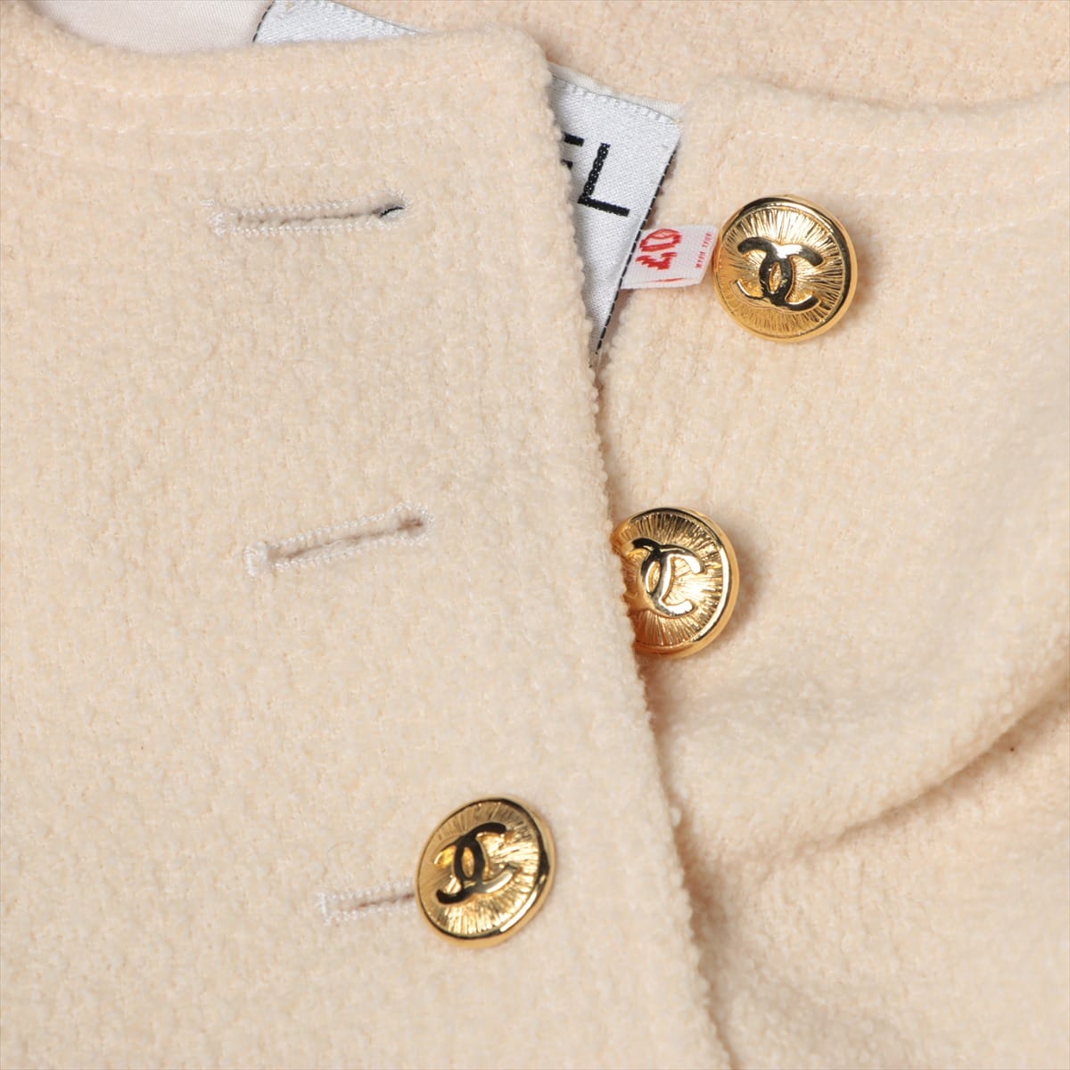 Chanel Coco Button Wool Setup 40 Ladies' Ivory