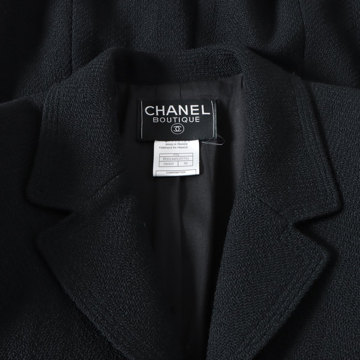 Chanel Coco Button 97A Wool Setup 38 Ladies' Black