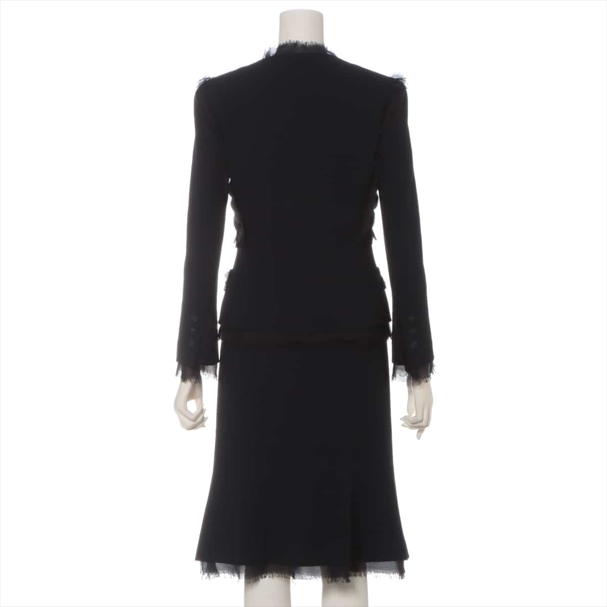 Chanel Coco Button 04P Wool & silk Setup 36 Ladies' Black