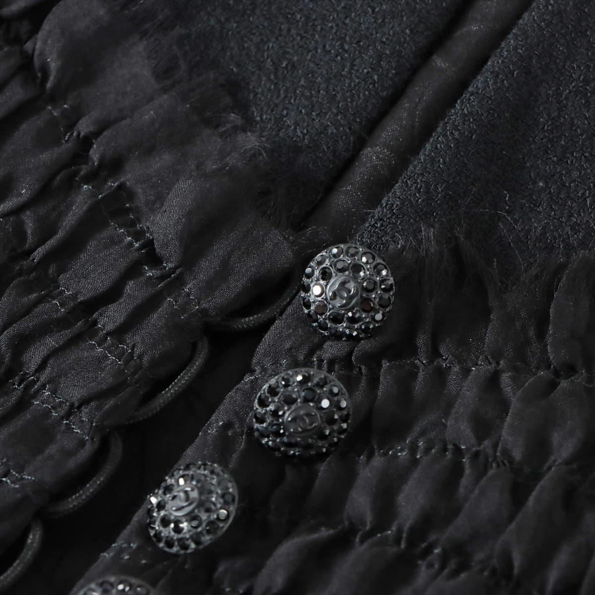 Chanel Coco Button 04P Wool & silk Setup 36 Ladies' Black