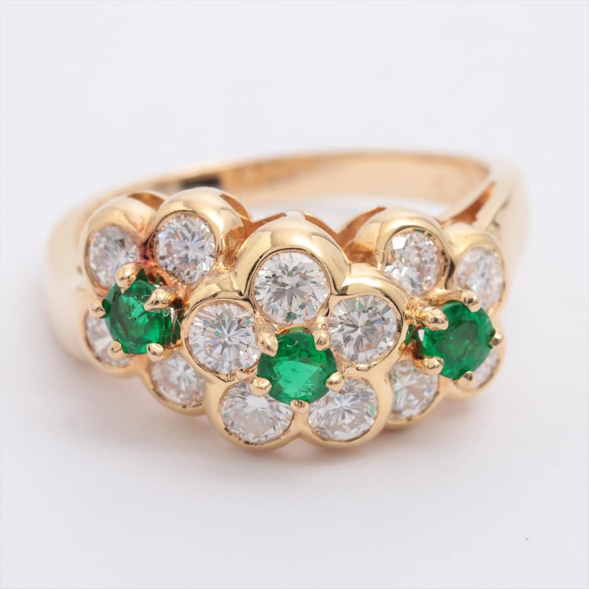 Van Cleef & Arpels diamond Emerald rings 18K(YG) 4.8g
