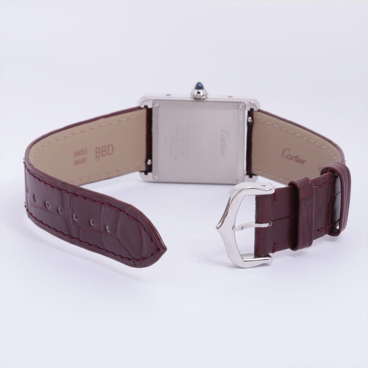 Cartier Tank mast WSTA0054 SS & leather QZ Red dial