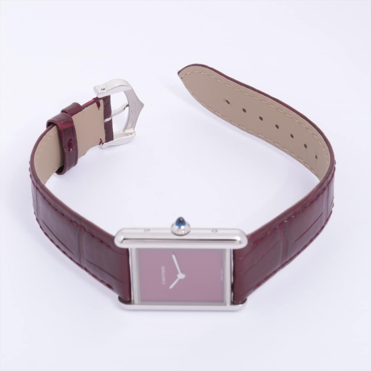 Cartier Tank mast WSTA0054 SS & leather QZ Red dial