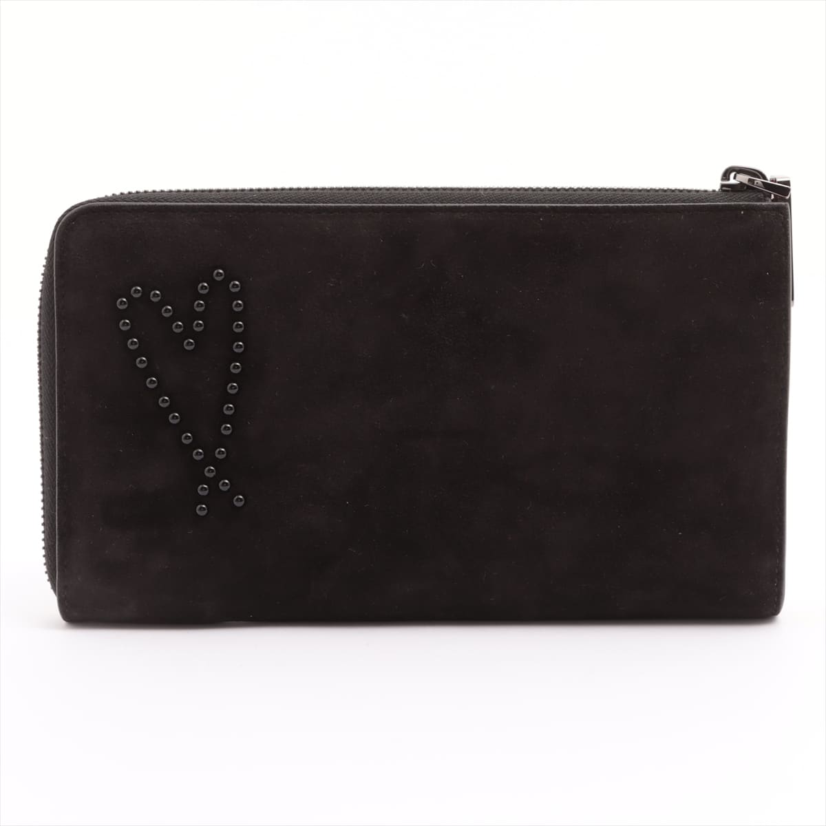 Christian Louboutin Leather & suede Round-Zip-Wallet Black