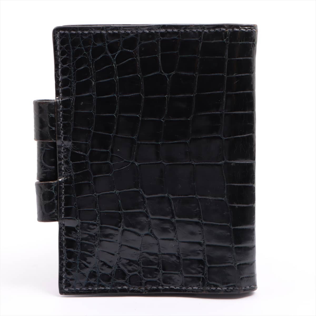 Hermès Agenda PM Crocodile Notebook cover Black Silver Metal fittings ○I:1979