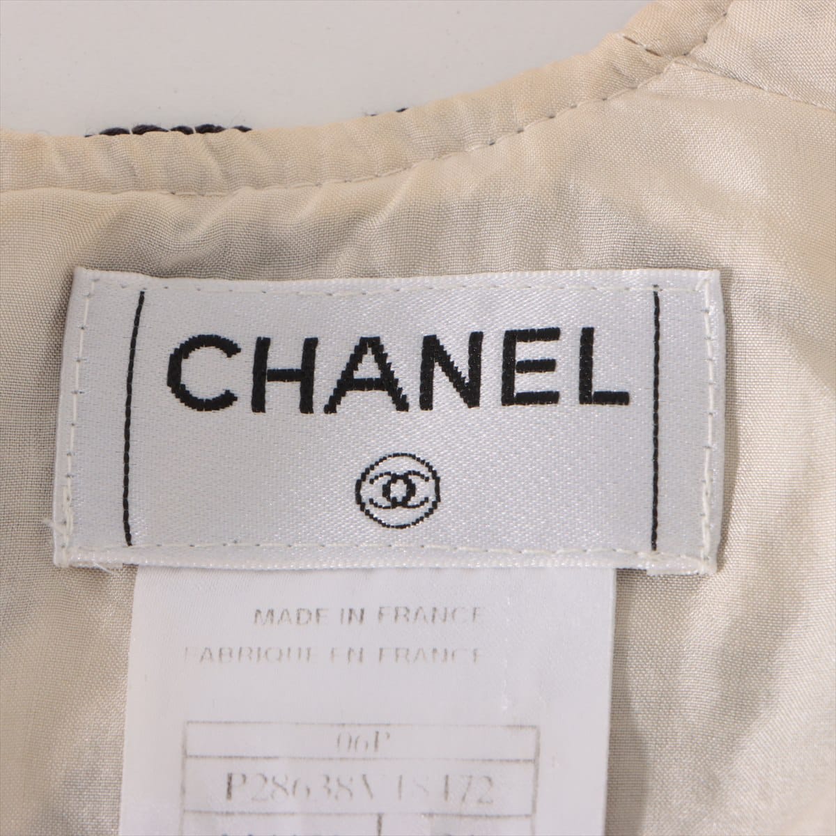 Chanel Coco Mark Camelia 06P Cotton Tank top 34 Ladies' black x beige  No.5