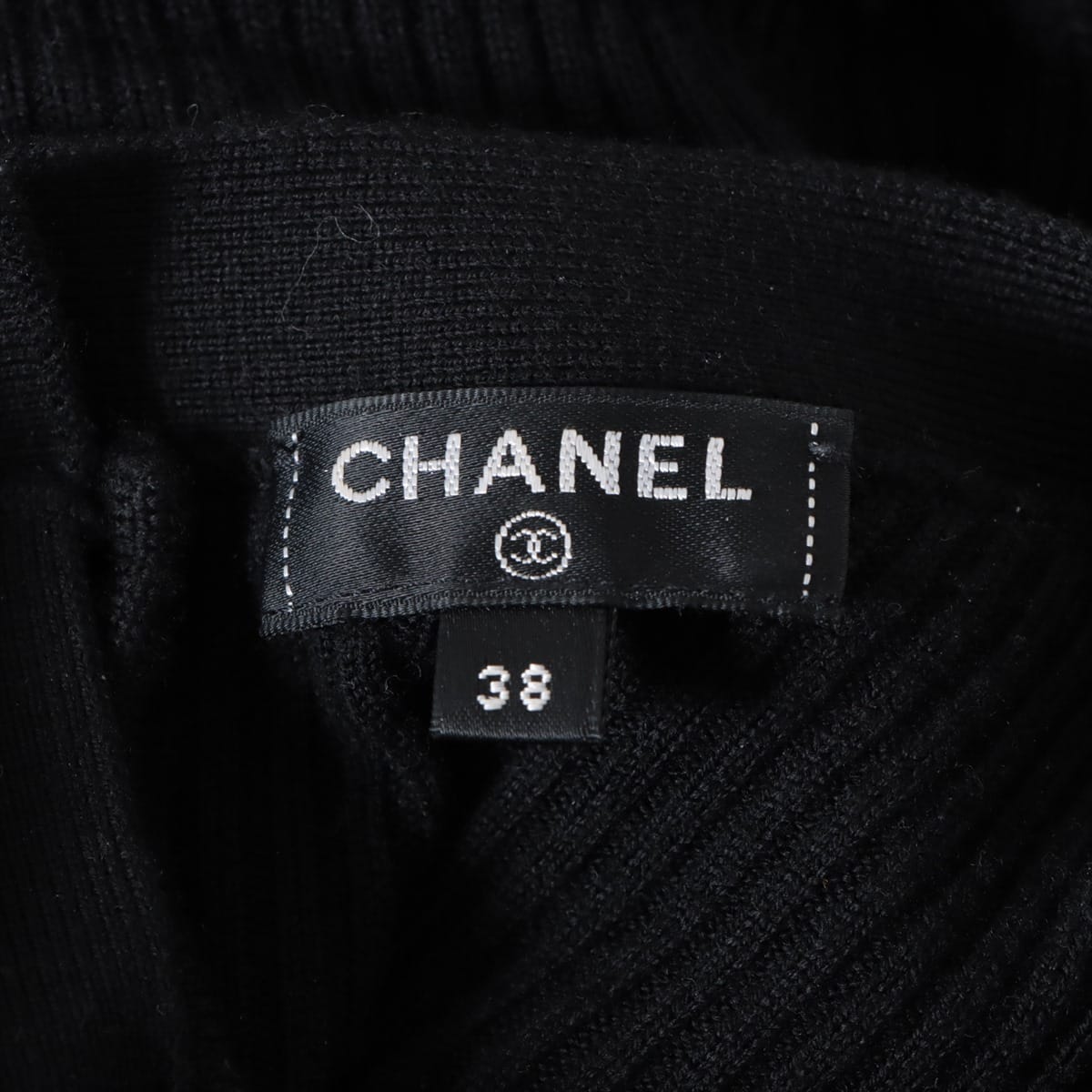 Chanel Coco Button P62 Wool & nylon Knit dress 38 Ladies' Black