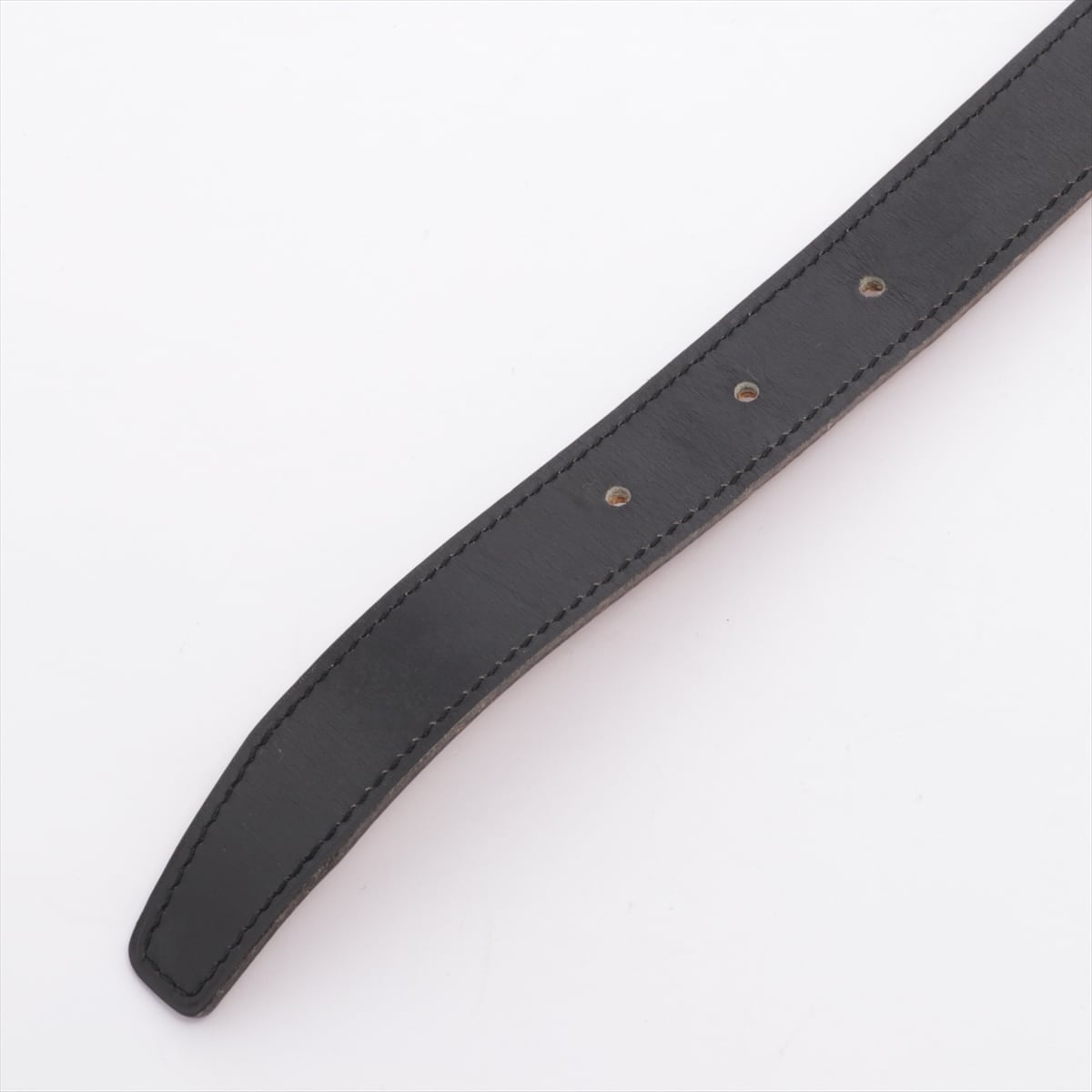 Hermès H Belt □D engraved 2000 Belt GP & leather Black×Gold