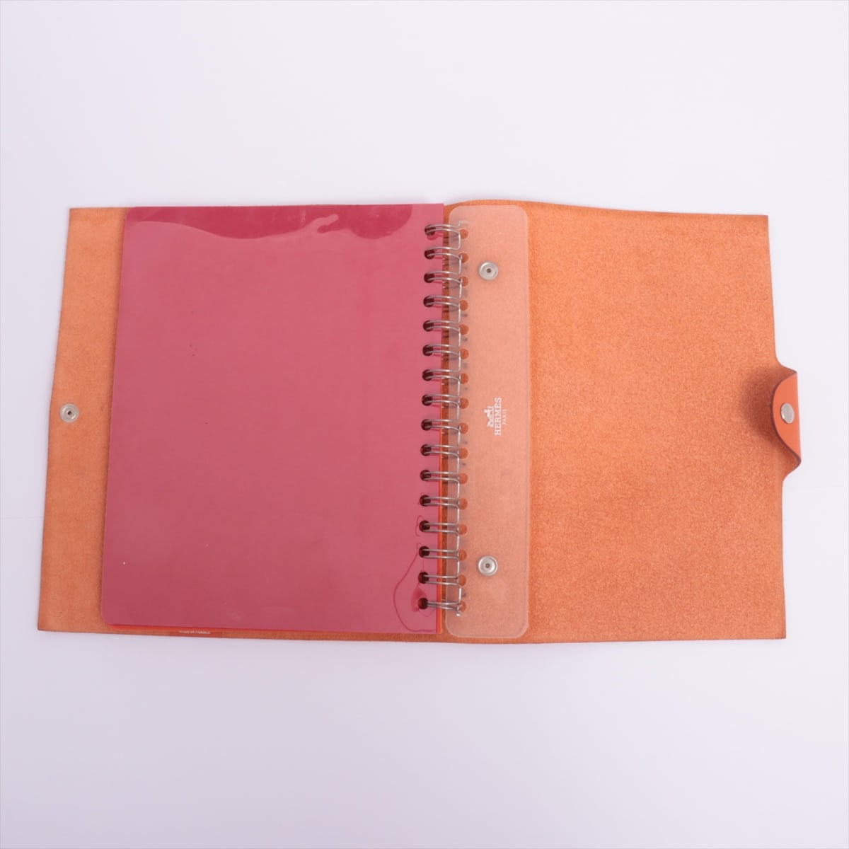 Hermès Ulysse GM Togo Notebook cover Orange Silver Metal fittings