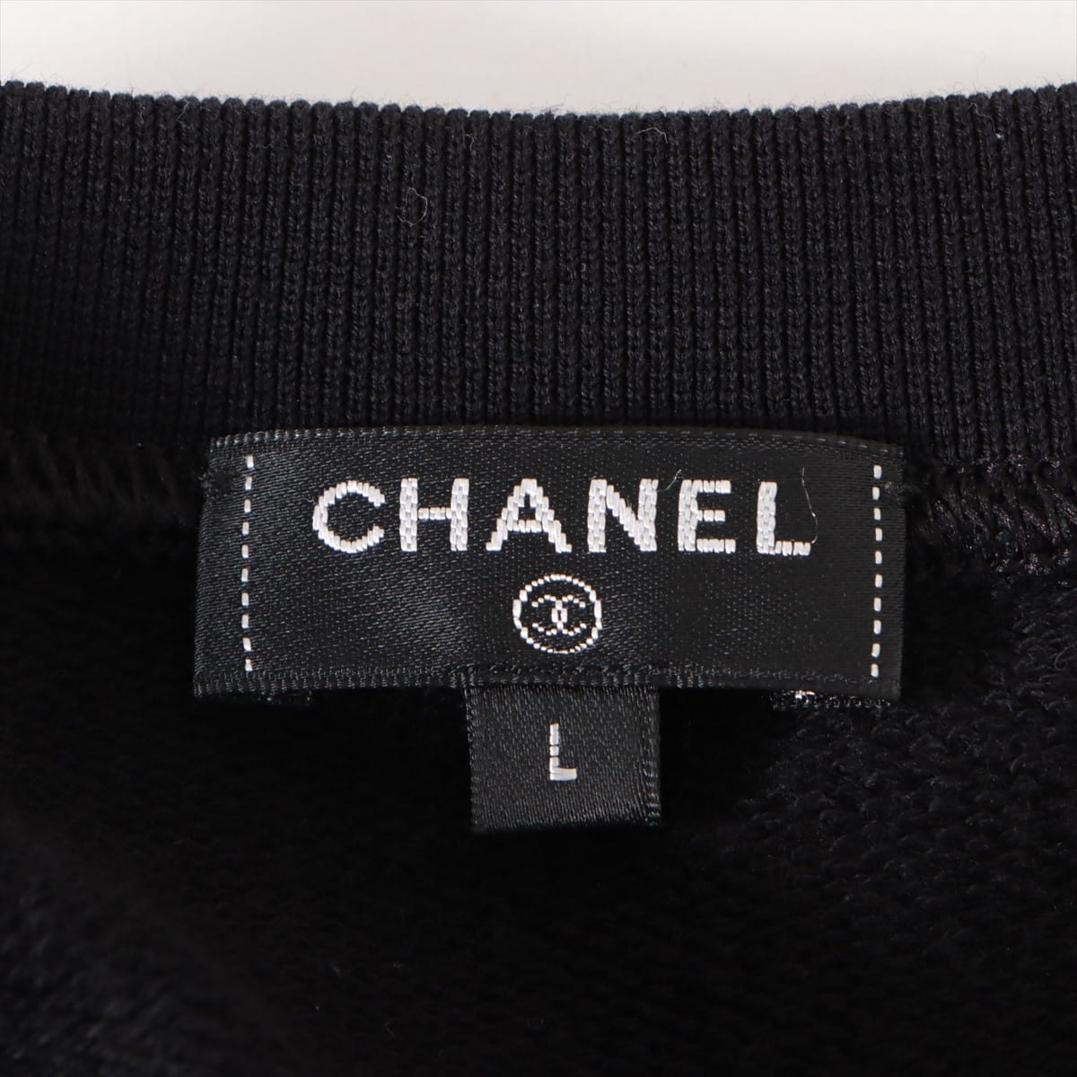 Chanel Coco Mark P57 Cotton T-shirt L Ladies' Black