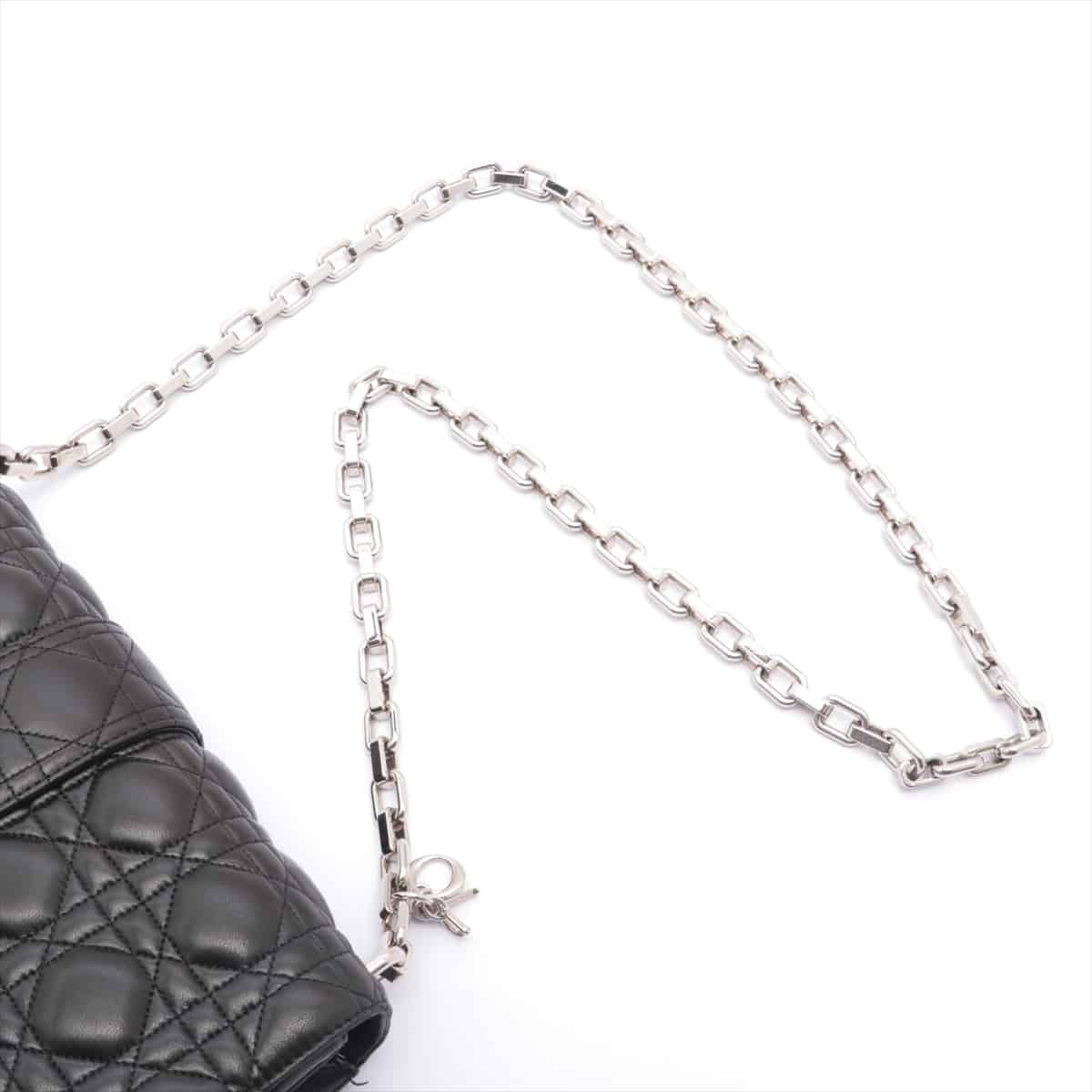 Christian Dior Cannage new lock Leather Chain shoulder bag Black Slight cracks on charm strap