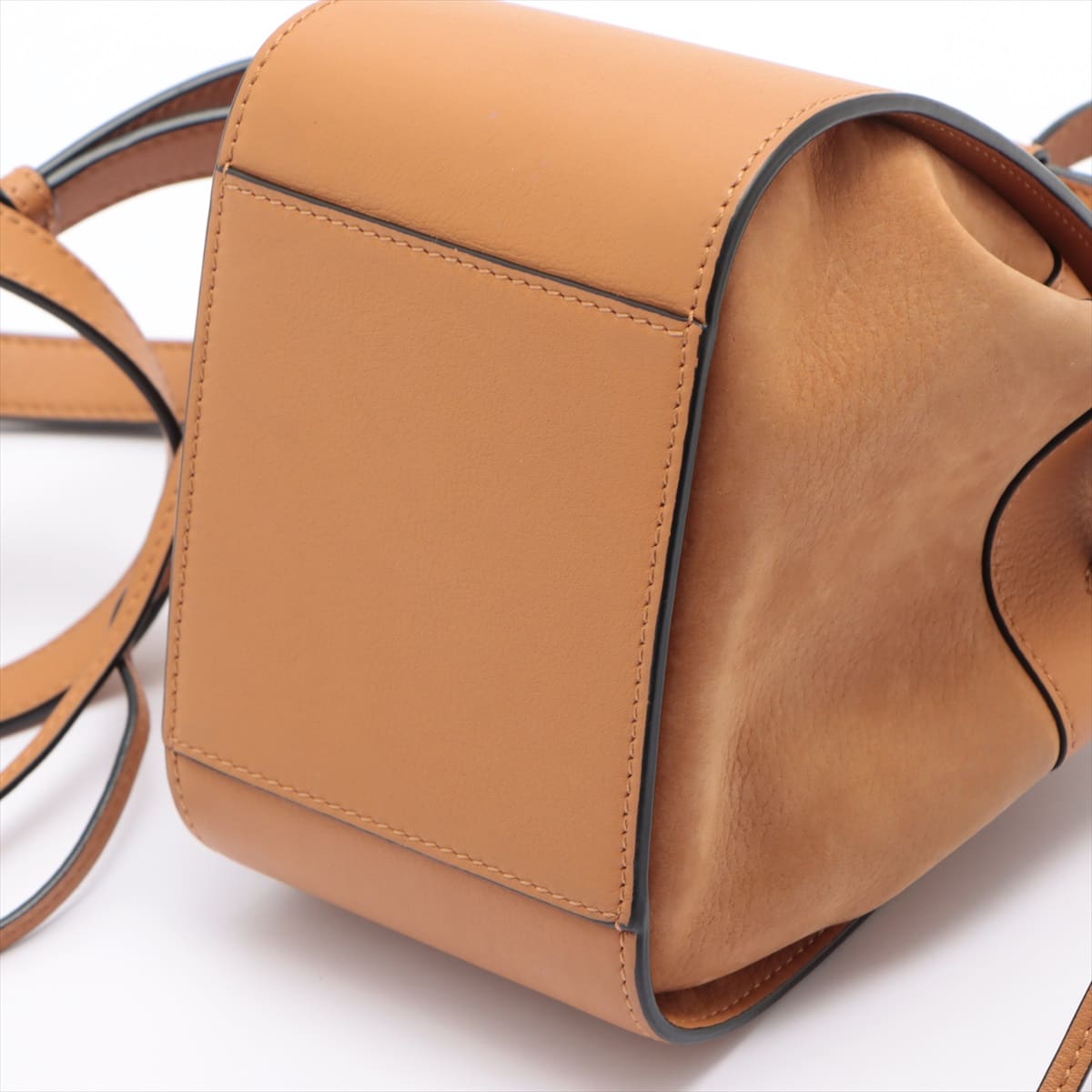 Loewe Hammock Drawstring mini Leather & suede 2way shoulder bag Brown Drawstring cracks