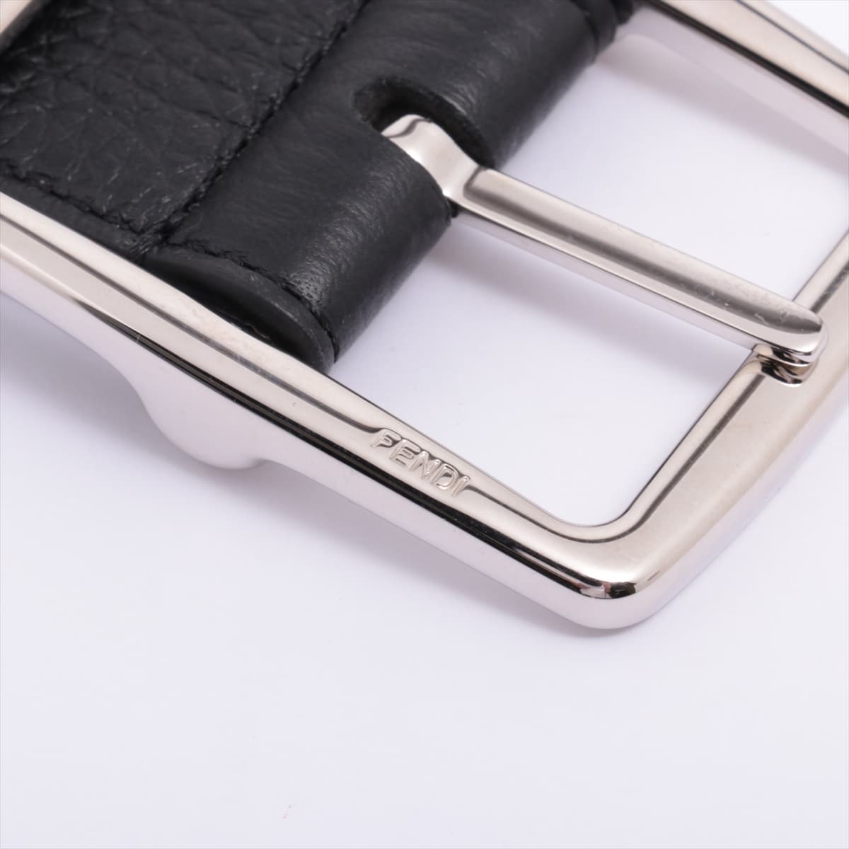 Fendi Square Belt GP & leather Black x Gray