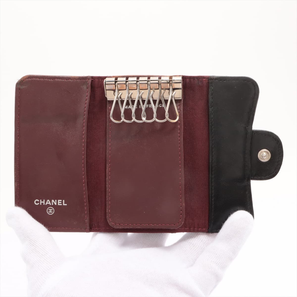 Chanel Matelasse Lambskin Key case Black Silver Metal fittings 13XXXXXX