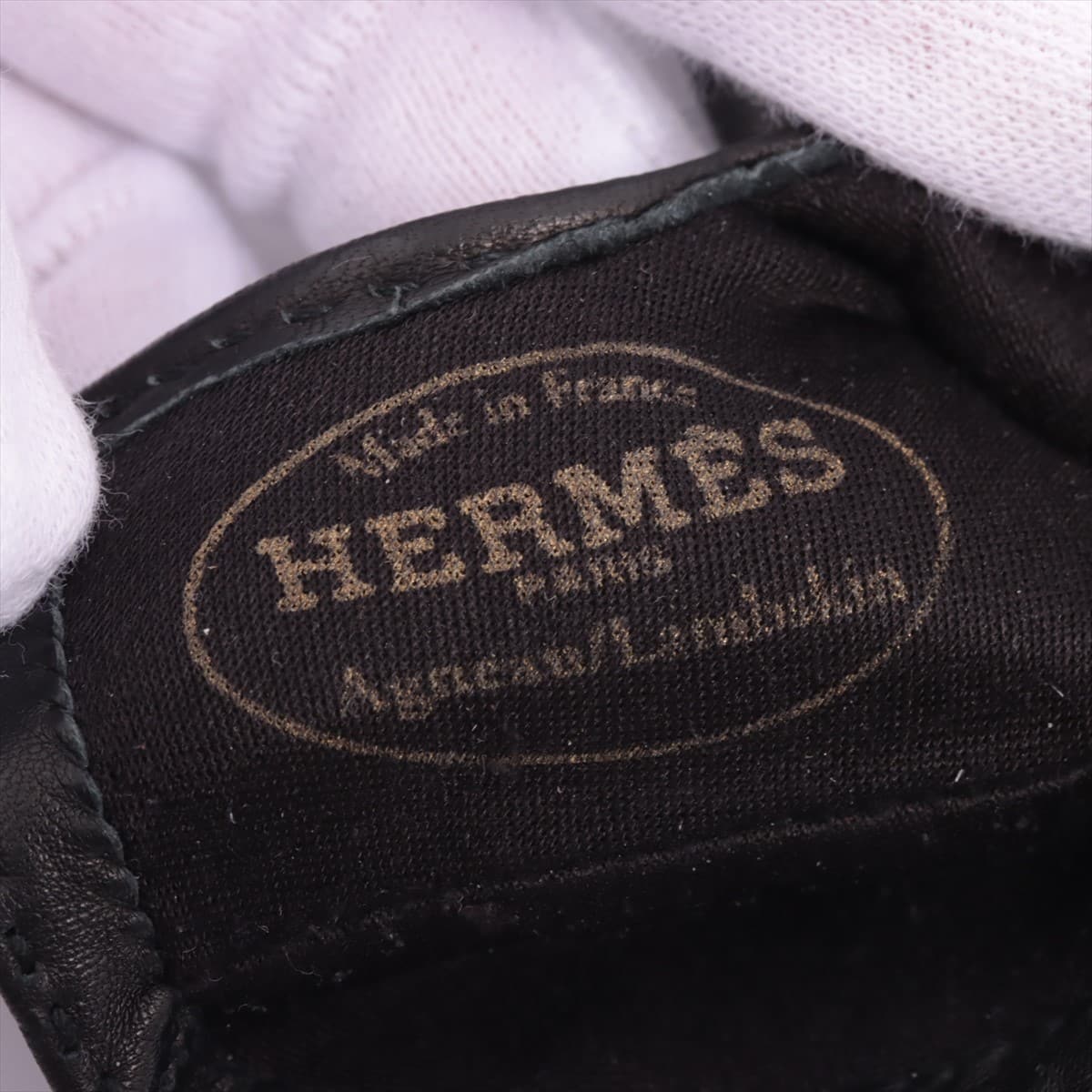 Hermès Kelly Gloves Grove Lam Black × Silver