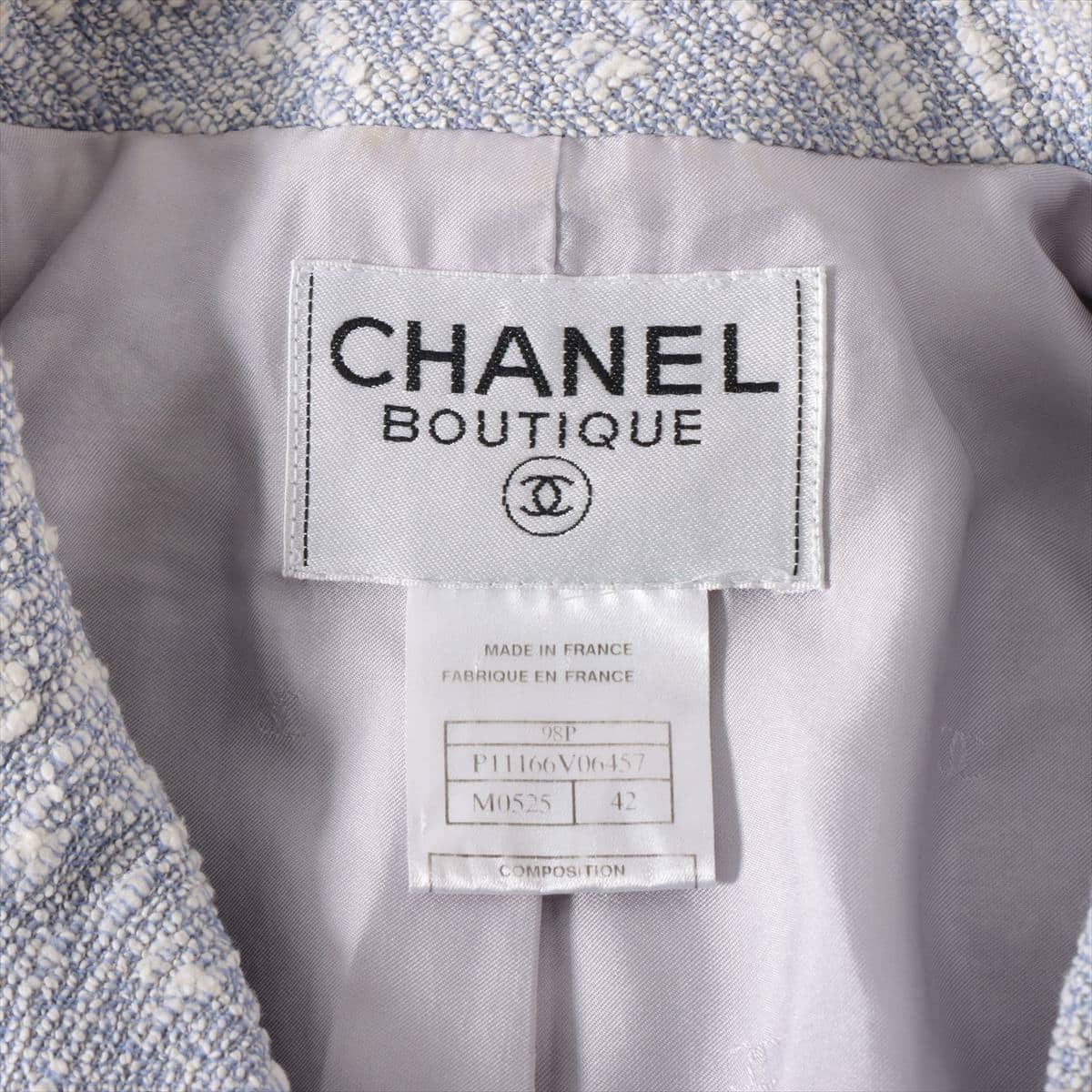Chanel Coco Button 98P Tweed Setup 42/42 Ladies' Blue  P11166