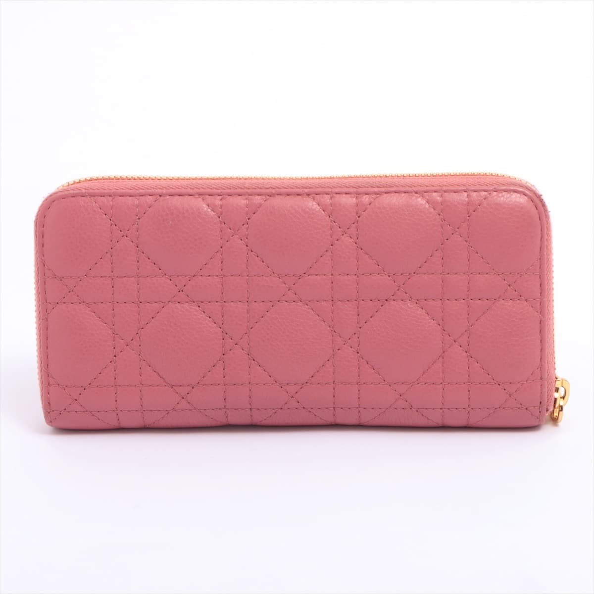DIOR Lady Dior Leather Round-Zip-Wallet Pink