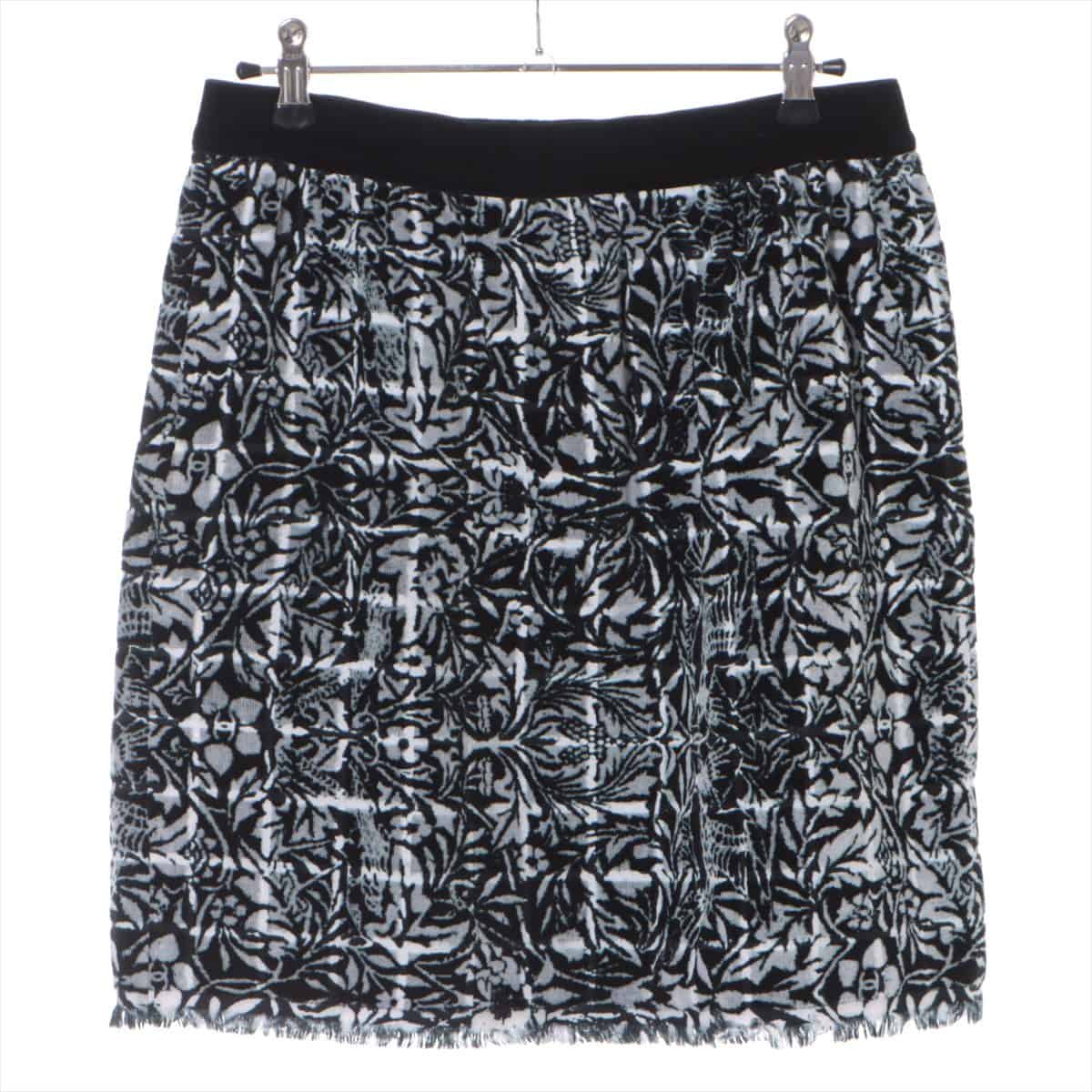 Chanel P50 Cotton Skirt 38 Ladies' Black × White  Velour
