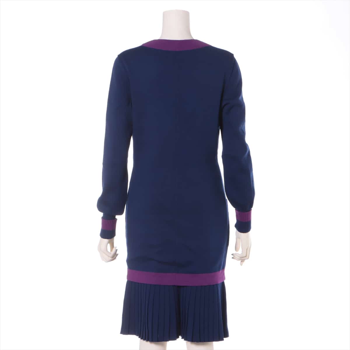Chanel Coco Button Wool Setup 38 Ladies' Blue