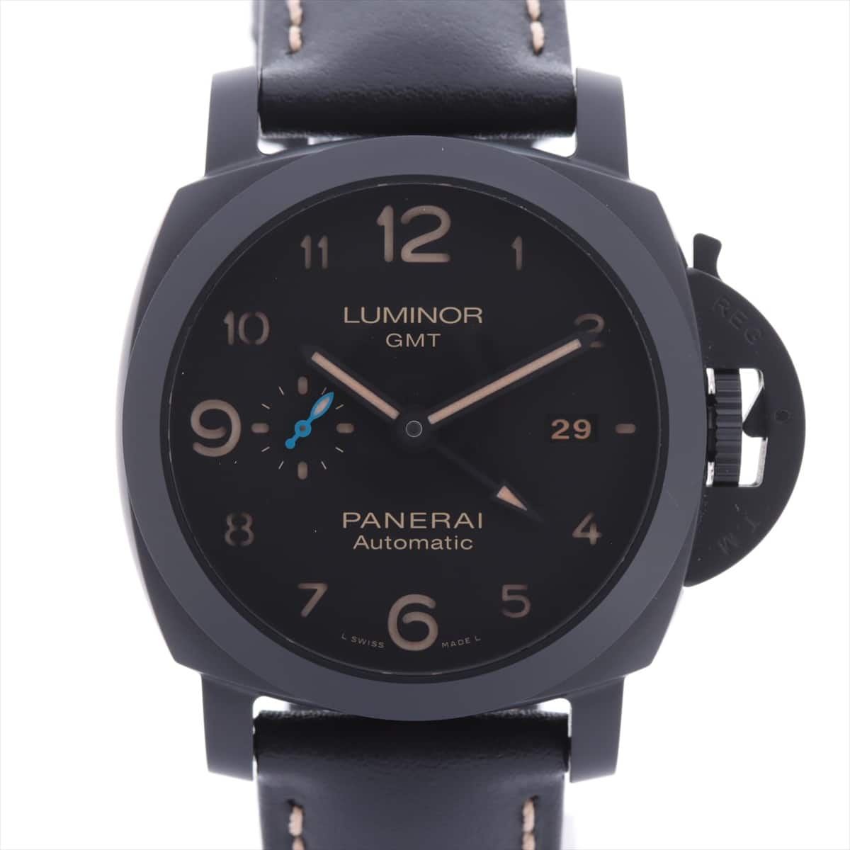 [Chrono] Panerai Luminor GMT 3Days PAM01441 Ti & leather AT Black-Face