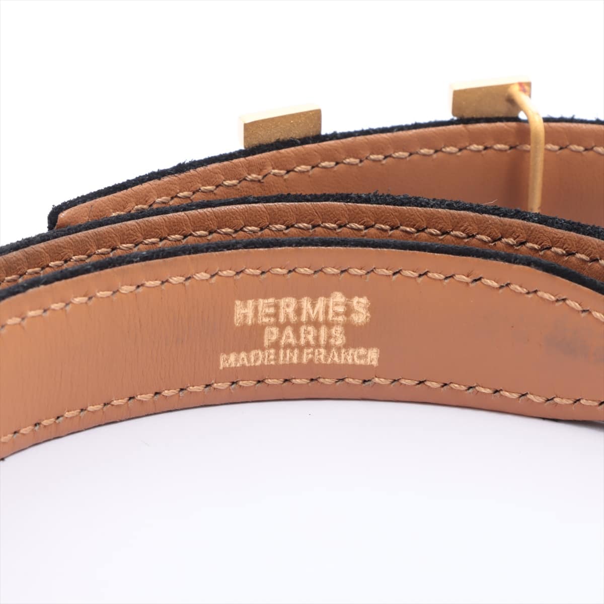 Hermès H buckle Belt Suede Black □A: 1997