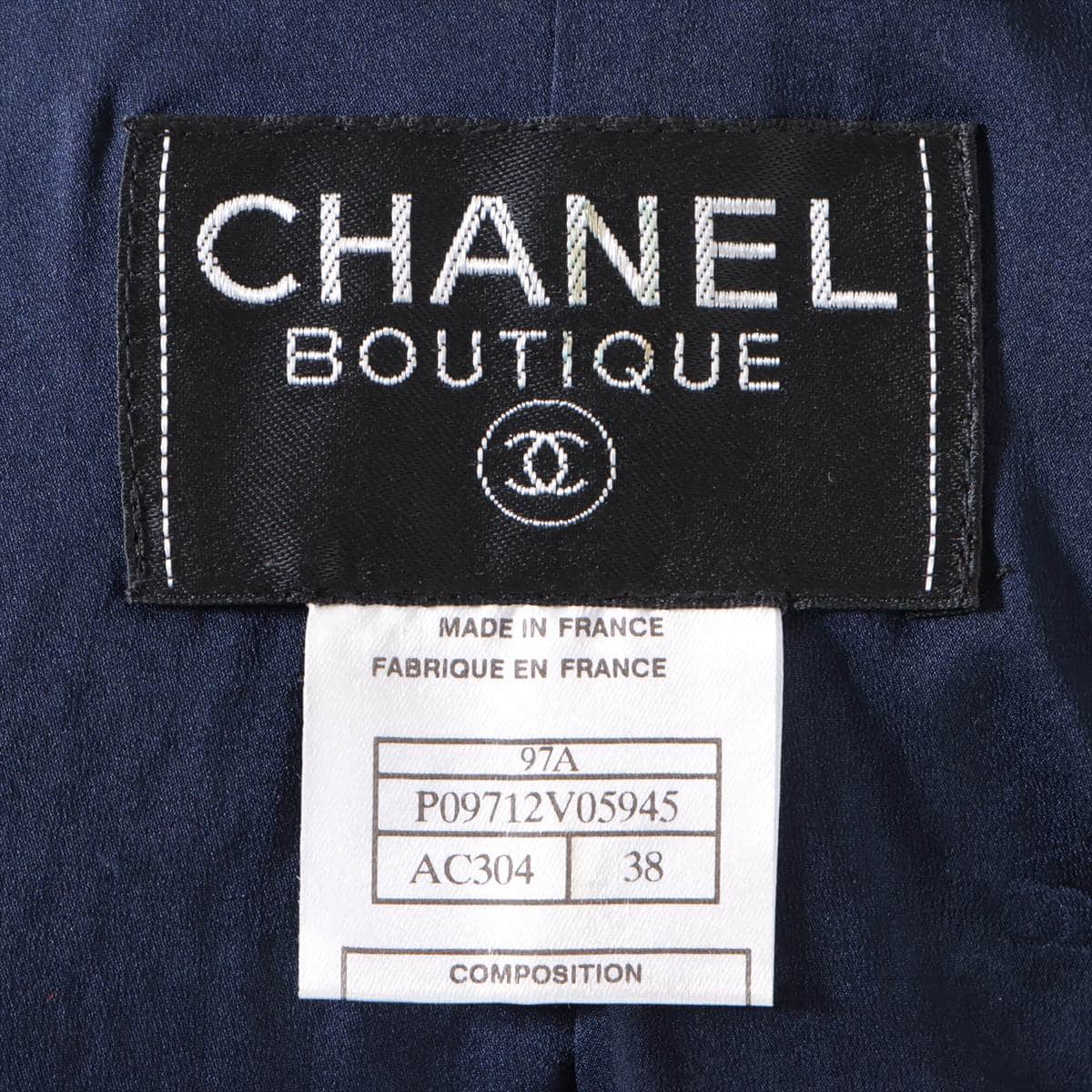 Chanel Coco Button 97A Wool & nylon Setup 38 Ladies' Navy blue