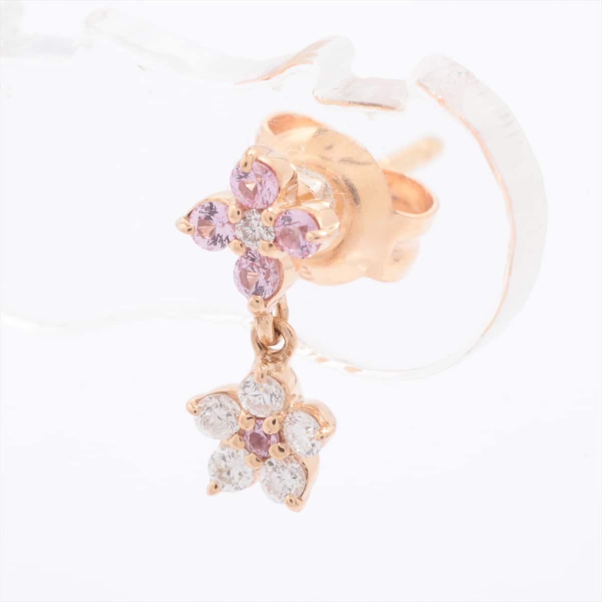 Ponte Vecchio diamond Pink sapphire single earring K18(PG) 0.5g D0.04 0.04