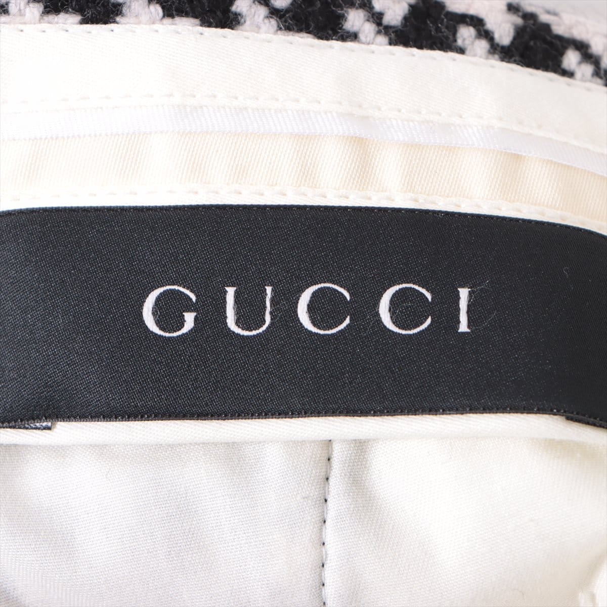 Gucci Wool x polyurethane Slacks 48 Men's Black × White  174142 Houndstooth pattern