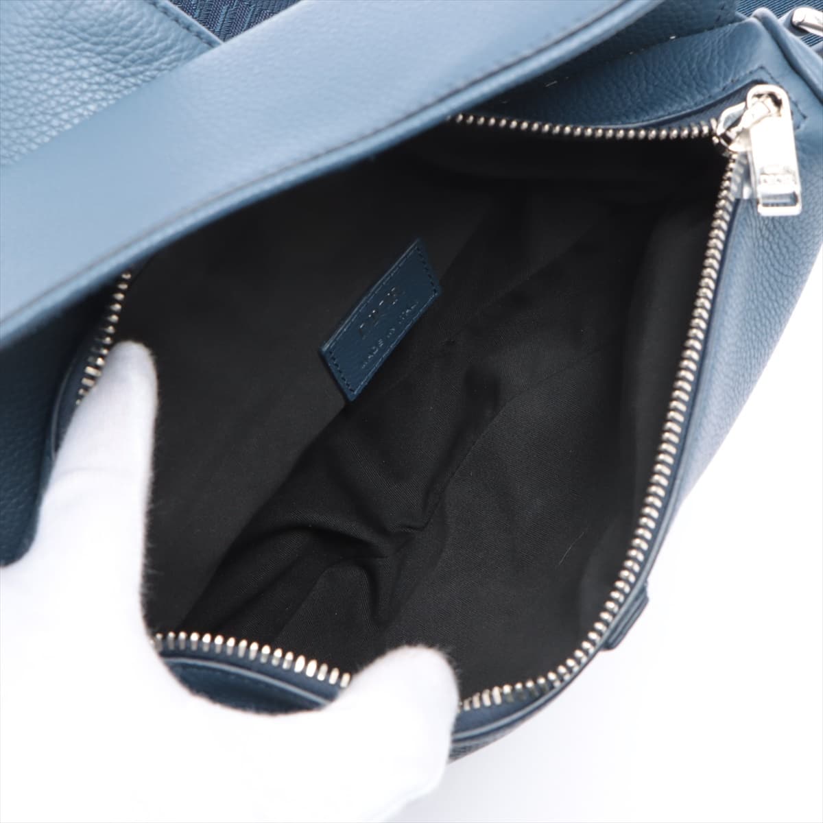 DIOR Saddle Bag Leather Sling backpack Navy blue