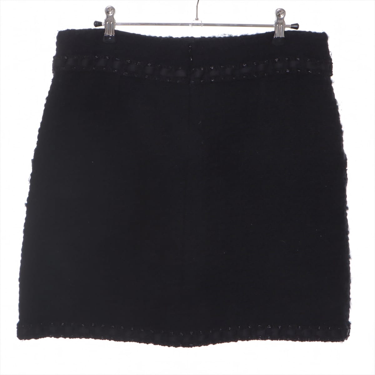 Chanel Coco Button P54 Tweed Skirt 40 Ladies' Black
