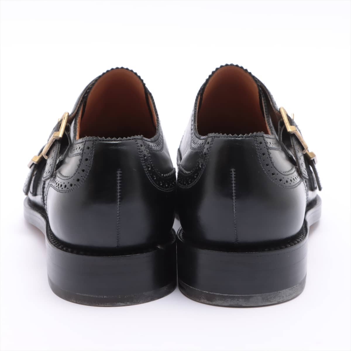 J. M. Weston Leather Shoes 8 Men's Black wingtip Double monk With genuine shoe tree There is insole repair