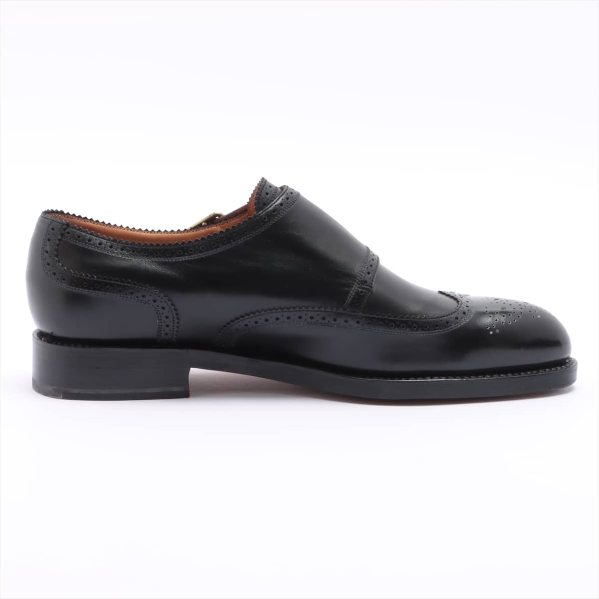 J. M. Weston Leather Shoes 8 Men's Black wingtip Double monk With genuine shoe tree There is insole repair