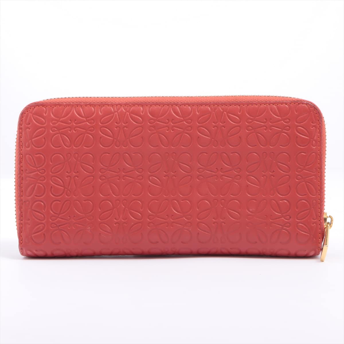 Loewe Repeat Anagram Leather Round-Zip-Wallet Red