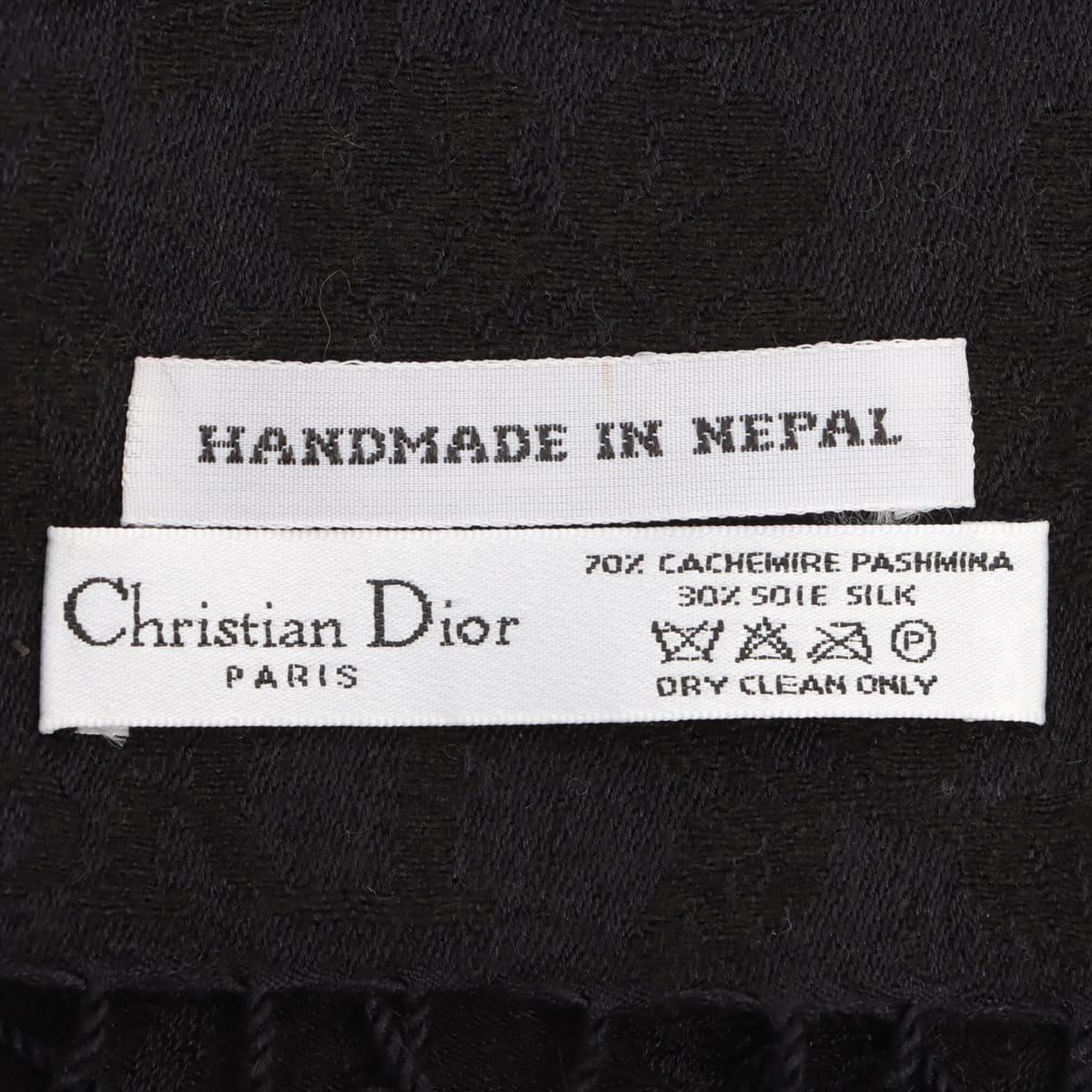 Christian Dior Shawl Cashmere & silk Black Fringe Stole