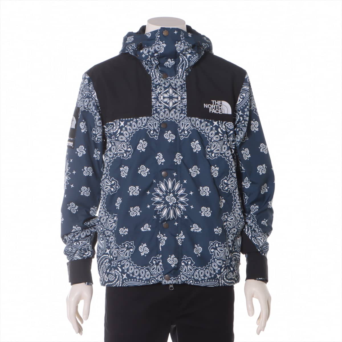 SUPREME × THE NORTH FACE 14AW Polyester & nylon Mountain hoodie S Men's Navy blue  NP51400 Bandana Mountain Parka