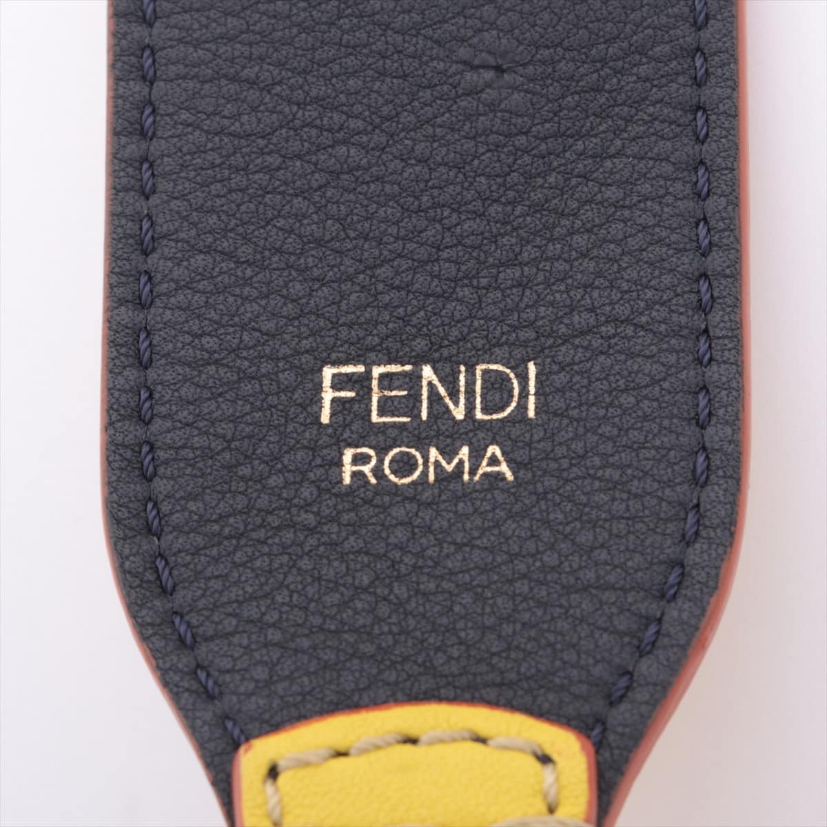 Fendi Strap You Shoulder strap GP & leather Yellow x navy