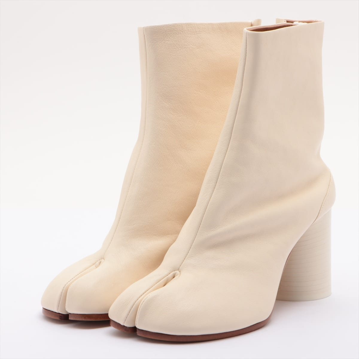 Maison Margiela TABI Leather Short Boots 38 Ladies' White 22
