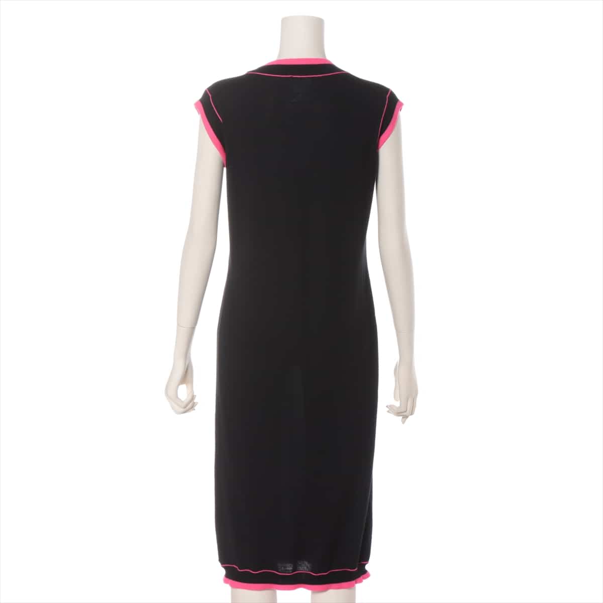 Chanel 08P Cashmere Knit dress 40 Ladies' Black x pink
