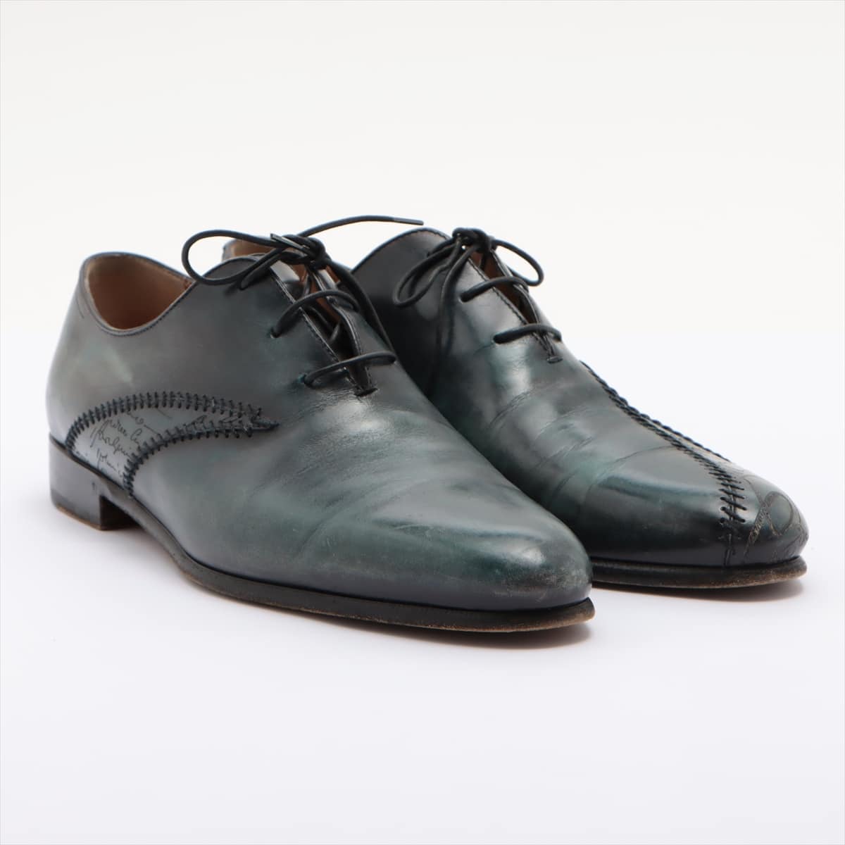 Berluti Leather Leather shoes 8 1/2 Men's Green Lapier-Serprizée Hand stitched With genuine shoe tree