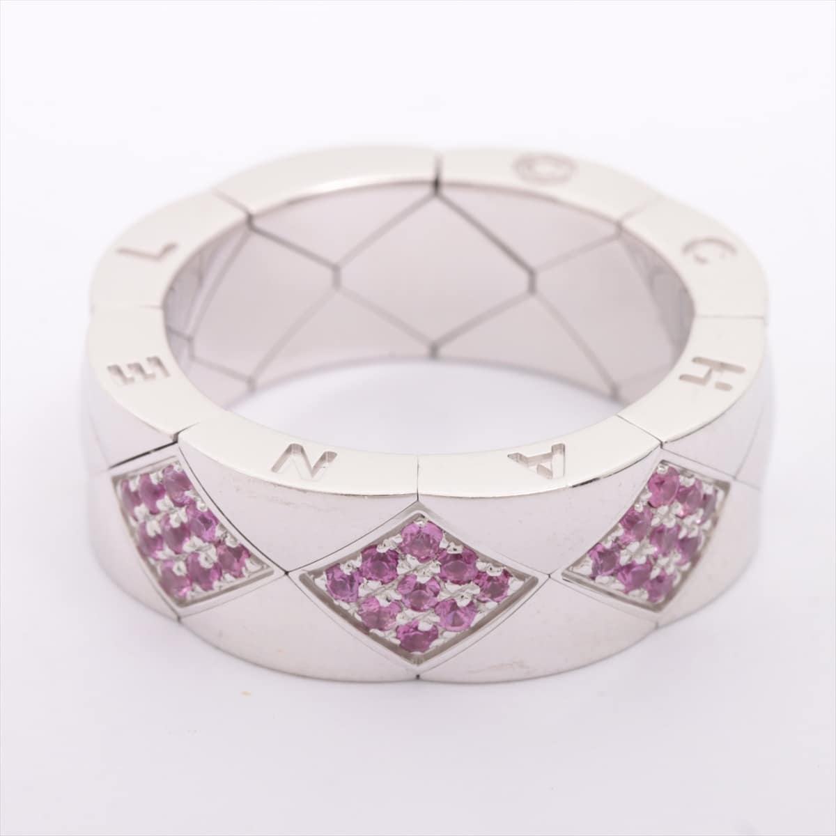 Chanel Matelasse Pink sapphire rings 750(WG) 13.0g 50