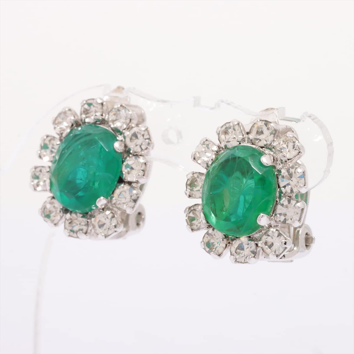Christian Dior Earrings (for both ears) GP x color stone Silver