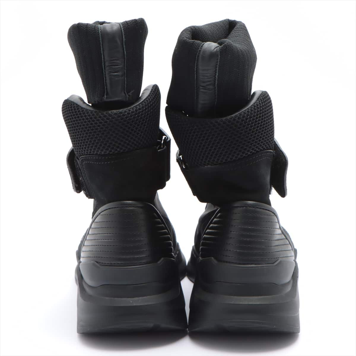 Balmain Suede High-top Sneakers 40 Men's Black BH2 Strappy Knit combi
