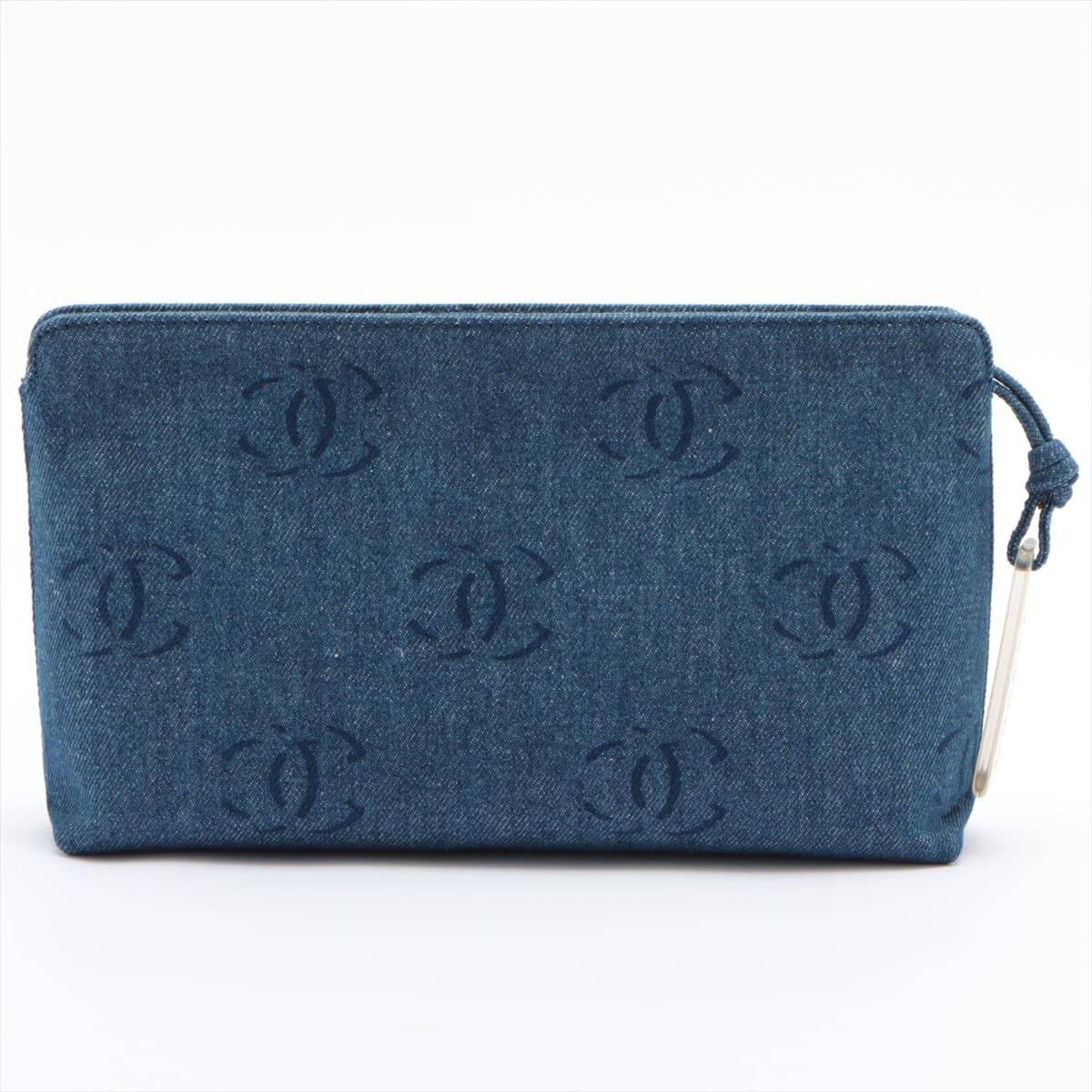 Chanel Coco Mark Denim Clutch bag Blue Silver Metal fittings 7XXXXXX