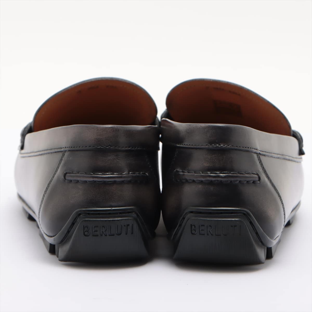 Berluti Calligraphy Leather Driving shoes 9 Men's Black Saturnans